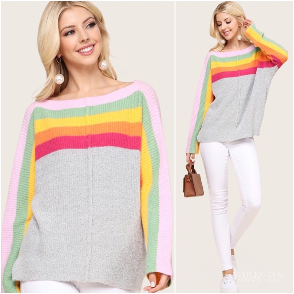 SAMPLE |  Soft Rainbow Stripe Detail Sweater